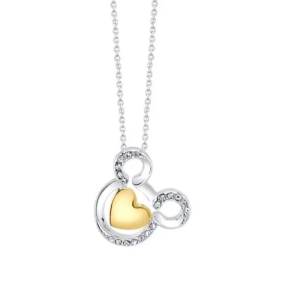 NEW Disney Mickey 90th Collection Crystal Pure Silver Gold Two-Tone 18" Necklace - Picture 1 of 7